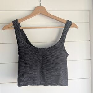 Fitted Compression Cropped Black Ribbed Tank Top